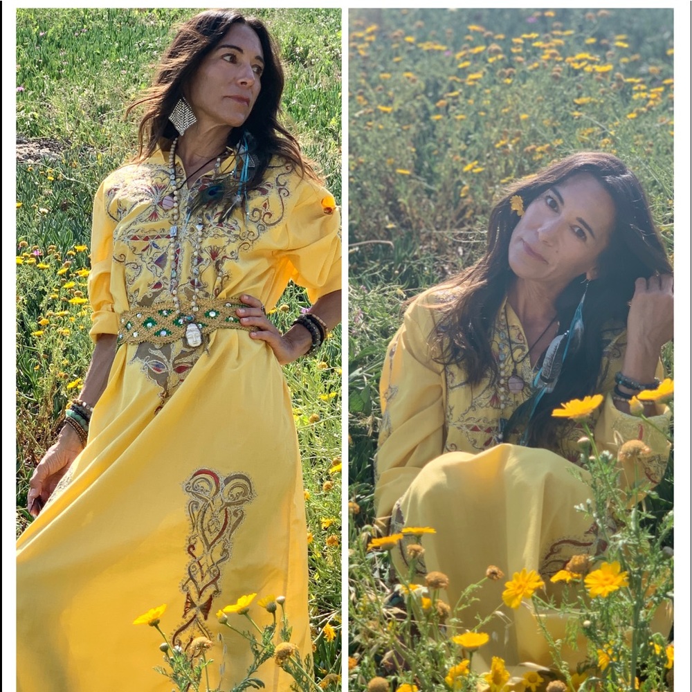 Vintage 70 s kaftan maxi dress goddess hippie s-m